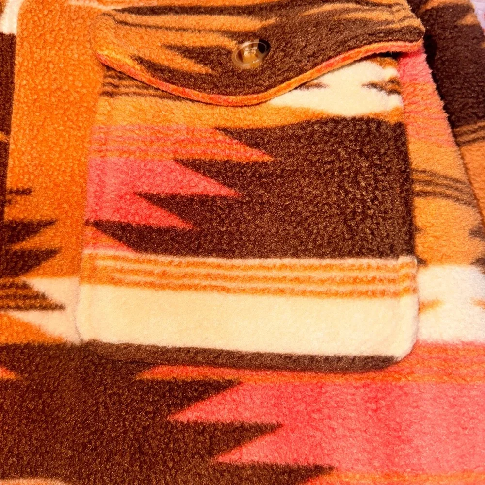 Thread & Supply Orange and Brown Patterned Teddy Jacket - Picture 3 of 5